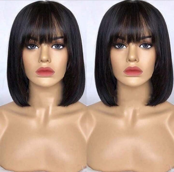 Short  fringe Bob Straight Human Hair Wig