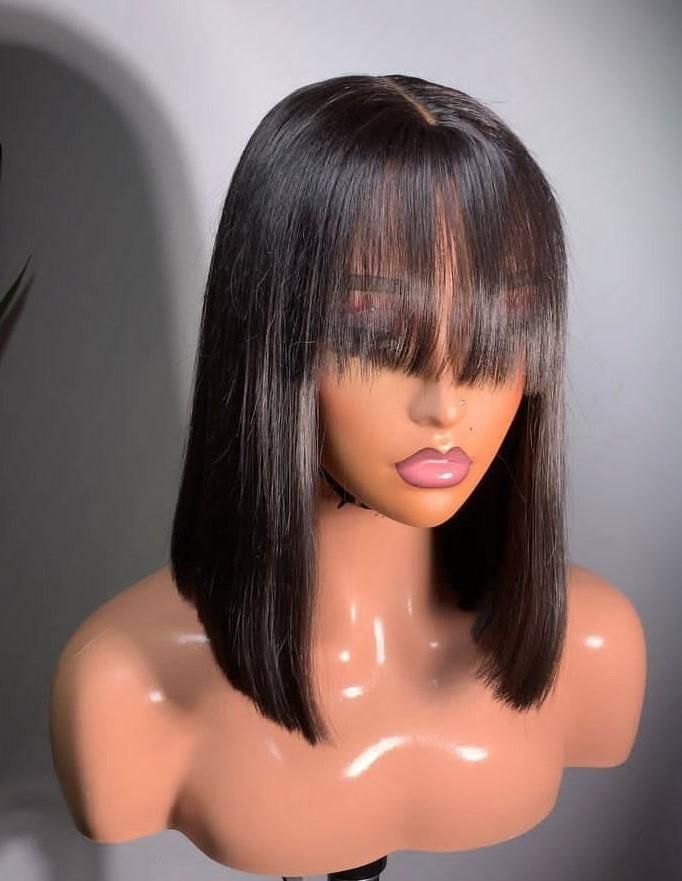 Short  fringe Bob Straight Human Hair Wig