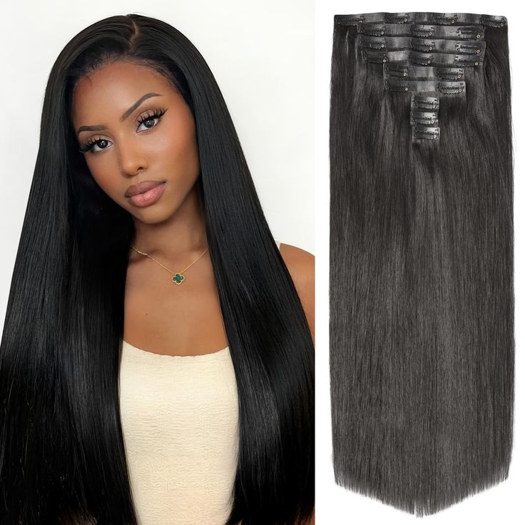 6 Piece 16 Clips 23inch Straight Wig Hair Extensions For Women