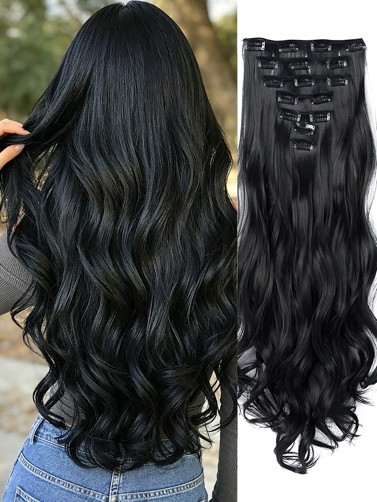 Wavy Long Full Head Clip-on Hair Extensions