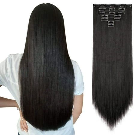 6 Piece 16 Clips 23inch Straight Wig Hair Extensions For Women